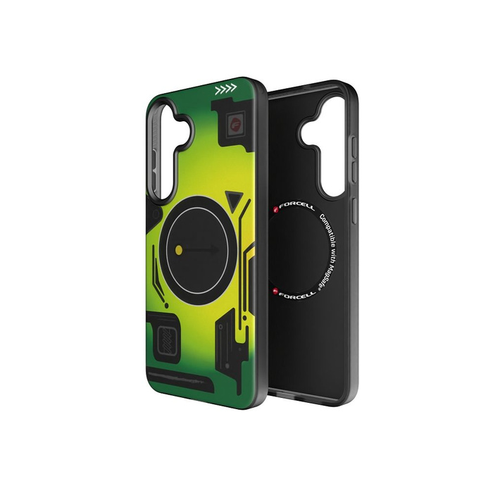Etui na Samsung S25 PLUS Forcell F-Protect Levels Dual Layer 4D technology zgodny z MagSafe Military Drop-Test cyber green