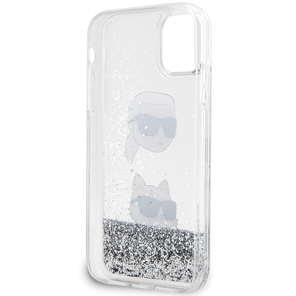 Etui Karl Lagerfeld KLHCN61LDHKCNS iPhone 11 / Xr 6.1" srebrny/silver hardcase Liquid Glitter Karl & Choupette Heads Case