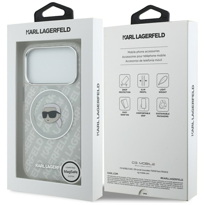 Etui Karl Lagerfeld IML Karl Head Logo   MagSafe do iPhone 17 Pro Max szary