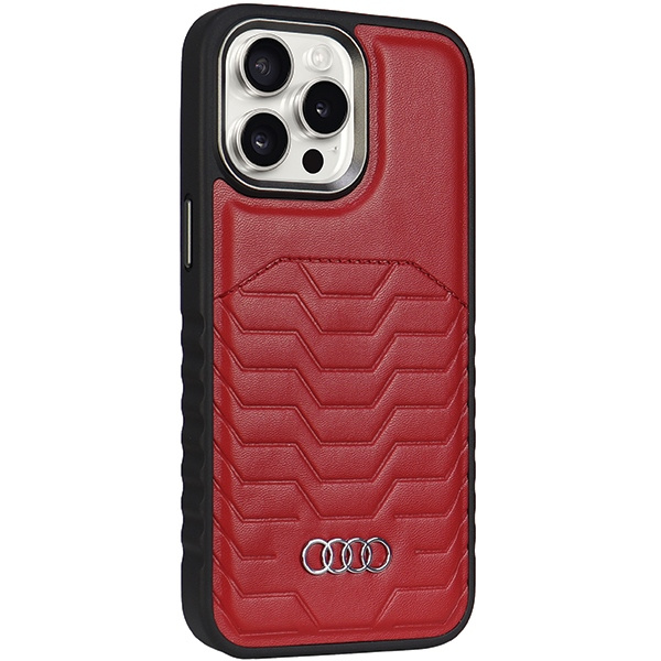 Audi Synthetic Leather MagSafe iPhone 15 Pro Max 6.7" czerwony/red hardcase AU-TPUPCMIP15PM-GT/D3-RD