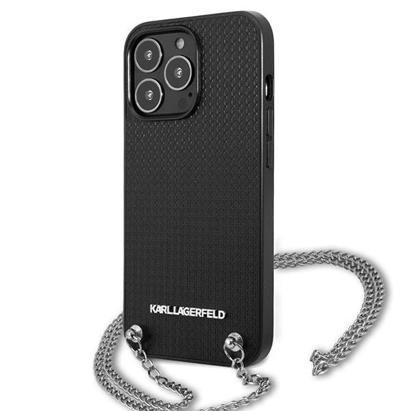 Karl Lagerfeld KLHCP13LPMK iPhone 13 Pro 6,1" hardcase czarny/black Leather Textured and Chain