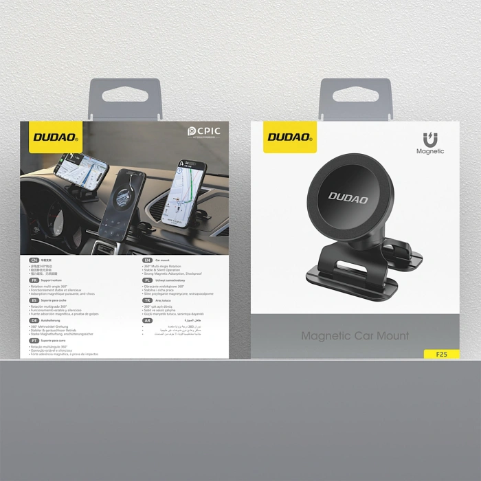 Uchwyt samochdowy Dudao F25 kompatybilny z MagSafe na deskę rozdzielczą lub szybę - czarny