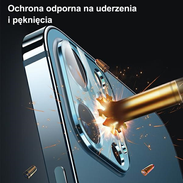 Szkło Hartowane USAMS Apple iPhone 12 Pro Max Camera Lens Glass Metal Niebieski Ochrona Aparatu Glass