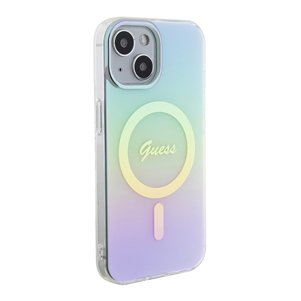 Etui Guess GUHMP15SHITSQ iPhone 15 6.1" turkusowy/turquoise hardcase IML Iridescent MagSafe Case