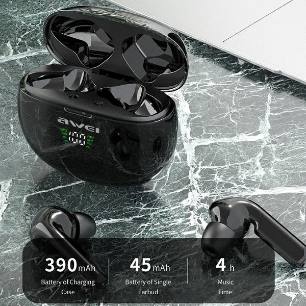 Słuchawki Bezprzewodowe AWEI Bluetooth 5.0 T15P TWS Stacja Dokująca Czarny