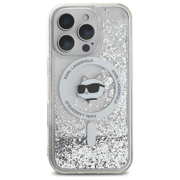 Etui Karl Lagerfeld iPhone 16 Pro Max 6.9" hardcase transparent Liquid Glitter Choupette Head Magsafe
