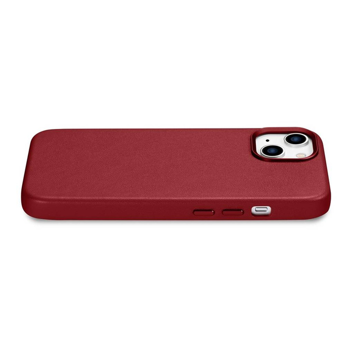iCarer Case Leather pokrowiec etui z naturalnej skóry do iPhone 14 czerwony (WMI14220705-RD) (kompatybilne z MagSafe)