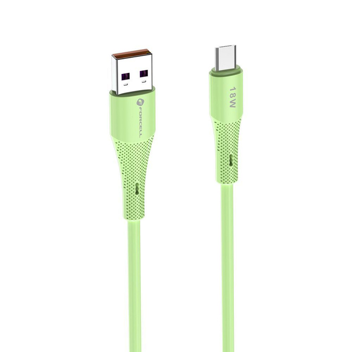 Kabel USB A do Micro USB Forcell F-Energy QC3.0 2,4A 18W Silicone 1 m C341 zielony
