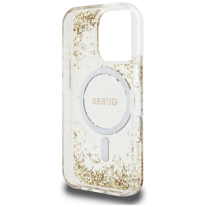 Etui Guess HC Resin Bottom Glitter do     iPhone 16 Pro Max MagSafe złoty