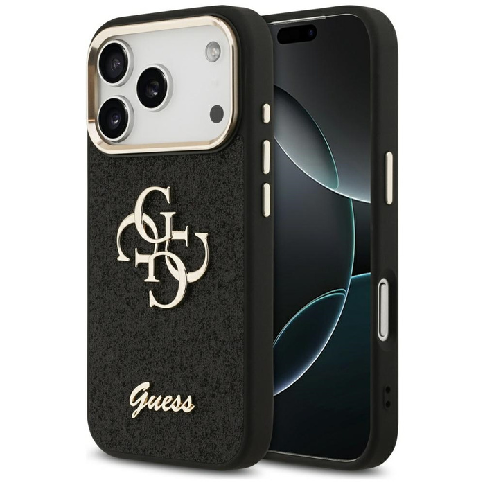 Etui Guess Fixed Glitter Big 4G Metal    Frame do iPhone 17 Pro czarny