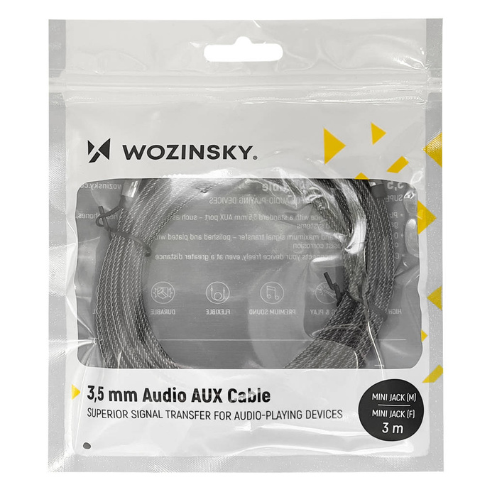 Wozinsky przedłużacz mini jack (żeński-męski) przedłużka AUX 5 m czarny 