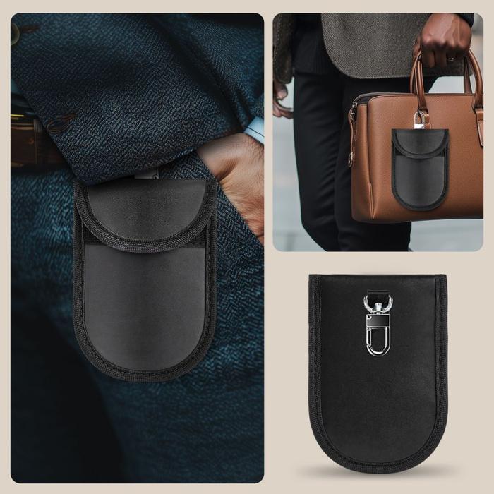 KLATKA FARADAYA TECH-PROTECT KLR100 POUCH KEYLESS RFID SIGNAL BLOCKER CASE BLACK/BLACK