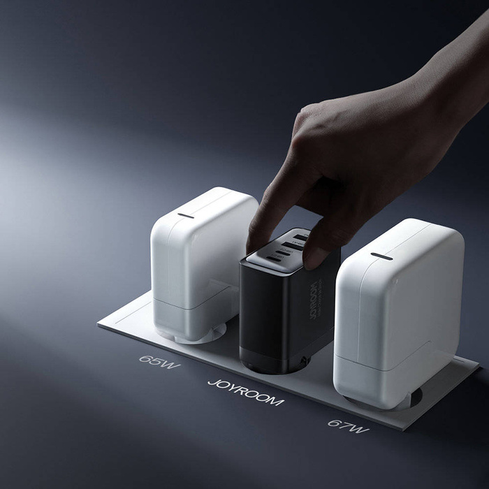 Joyroom ładowarka GaN 67W 4 porty (2x USB, 2x USB C) czarna (TCG02) + kabel USB C – USB C 100W 1.2m