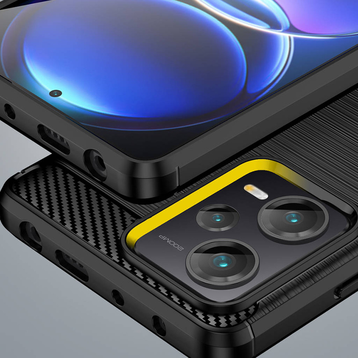 Etui Carbon Case etui do Xiaomi Redmi Note 12 Pro+ elastyczny silikonowy karbonowy pokrowiec czarne Case
