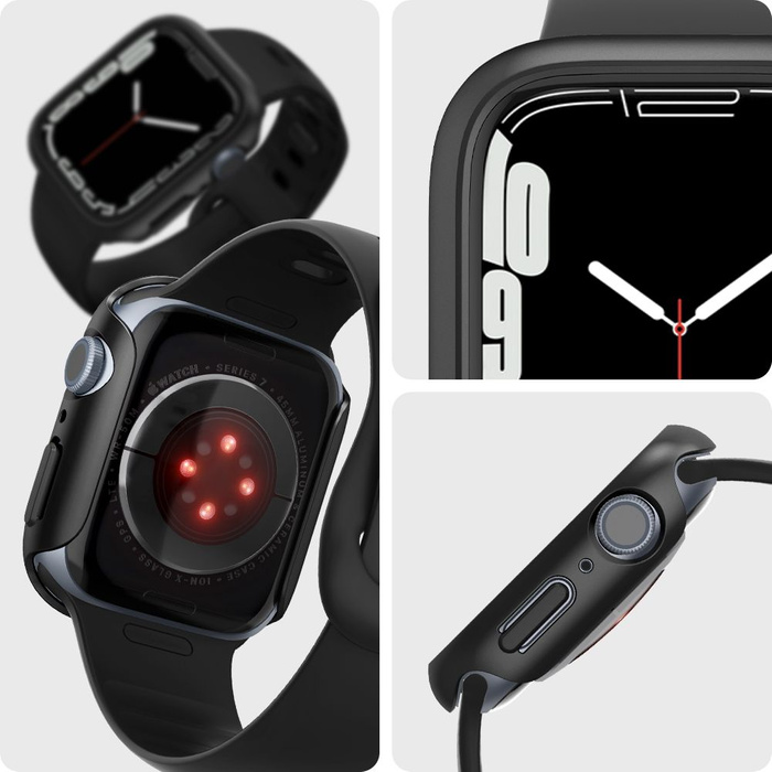 Etui SPIGEN Thin Fit Apple Watch 6 7 8 9 45mm Czarne