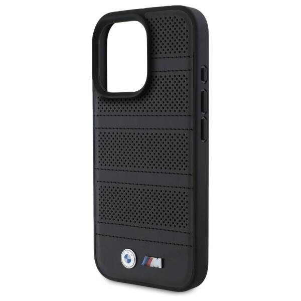 Etui BMW iPhone 16 Pro Max 6.9" czarny/black hardcase M Perforated And Stitched Line MagSafe
