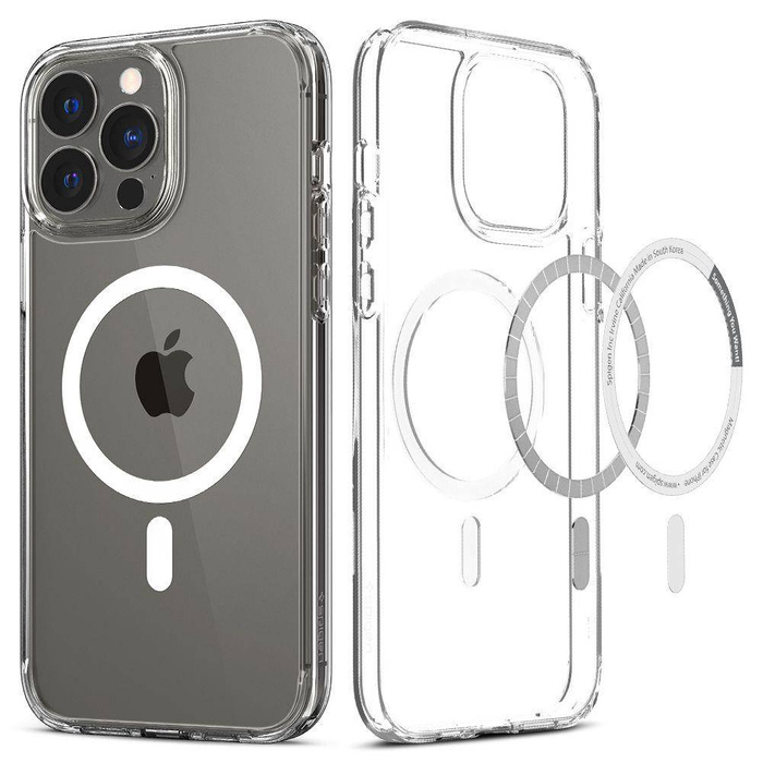 Etui Spigen iPhone 13 Pro Ultra Hybrid Mag Magsafe Bezbarwny Case + Szkło Hartowane Spigen Glas.tr Slim