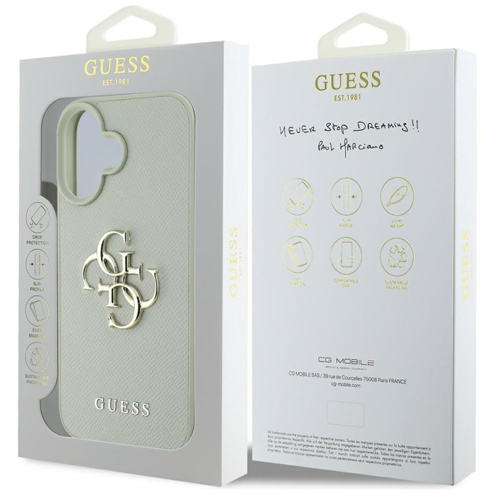 Etui Guess Grained Big 4G Logo Small      Classic Logo do iPhone 16 zielony