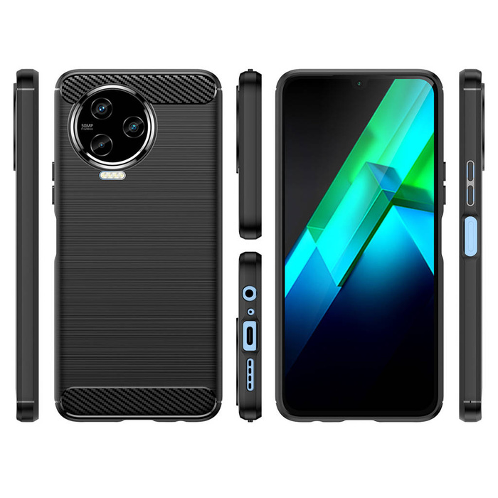 Etui Carbon Case etui do Infinix Note 12 (2023) / Infinix Note 12 Pro elastyczny silikonowy karbonowy pokrowiec czarne Case