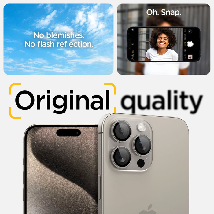 Osłona Aparatu Spigen Optik.tr ”ez Fit” Camera Protector 2-pack IPHONE 14 PRO / MAX / 15 PRO / MAX / 16 PRO / MAX / 17 PRO / MAX Natural Titanium