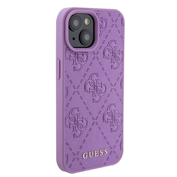 Etui Guess GUHCP15SP4EPMU iPhone 15 6.1" fioletowy/light purple hardcase Leather 4G Stamped Case