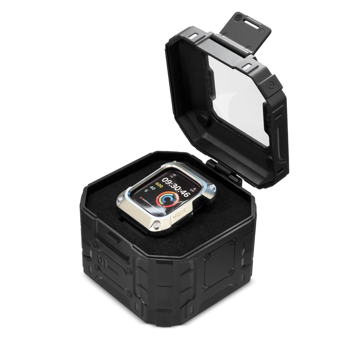 [PO ZWROCIE] Kingxbar CYF136 2w1 pancerne etui Apple Watch SE, 6, 5, 4 (44 mm) ze stali nierdzewnej z paskiem srebrne