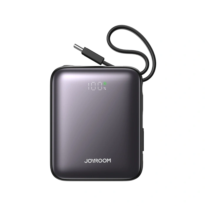 Powerbank Joyroom JR-PBF27 10000mAh 22.5W z wbudowanymi kablami USB-C i Lightning - czarny