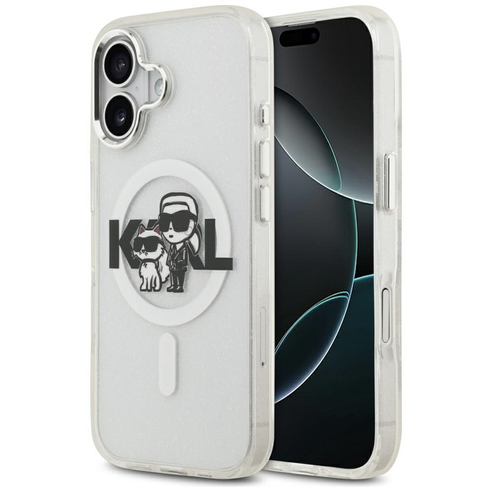 Etui Karl Lagerfeld IML Glitter Karl &   Choupette Sketch Logo MagSafe do iPhone 17 przezroczysty
