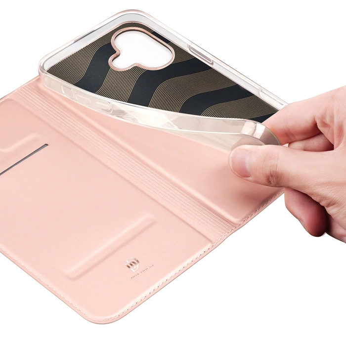 Etui Dux Ducis Skin Pro na iPhone 16 z klapką i miejscem na kartę - różowe