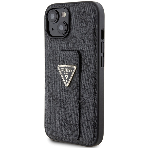 Etui Guess GUHCP15SPGS4TDK iPhone 15 6.1" czarny/black hardcase Grip Stand 4G Triangle Strass Case