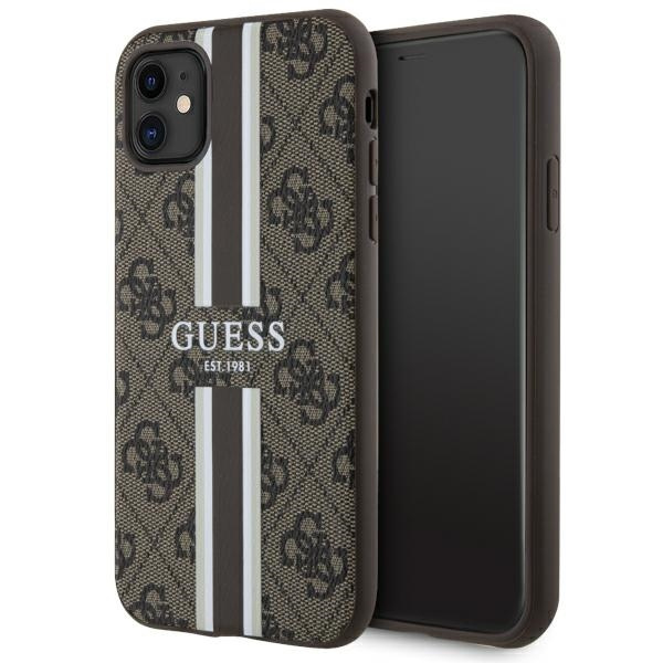Etui Guess GUHMN61P4RPSW iPhone 11 / Xr brązowy/brown hardcase 4G Printed Stripes MagSafe Case