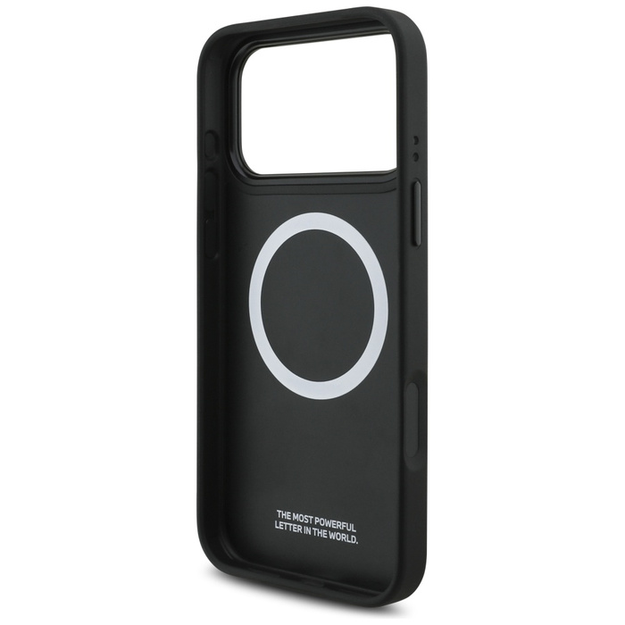 Etui BMW M Perforated Stripe Logo        MagSafe do iPhone 17 Pro Max szary