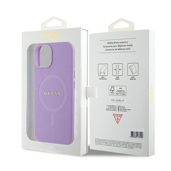 Etui Guess GUHMP15SPSAHMCU iPhone 15 6.1" fioletowy/purple hardcase Saffiano MagSafe Case