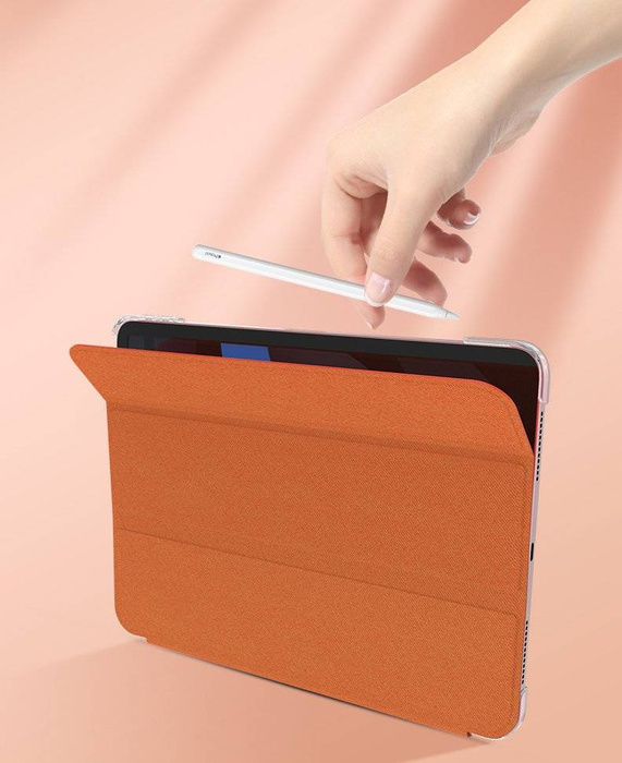 Kingxbar Business Series magnetyczne etui Smart Cover Sleep podstawka iPad Air 2020 / 2022 pomarańczowy