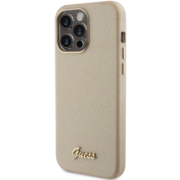 Etui Guess GUHCP15LPGMCSD iPhone 15 Pro 6.1" złoty/light gold hardcase Glitter Glossy Script