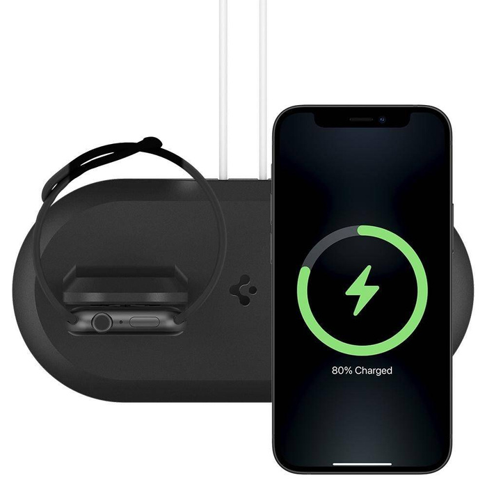 SPIGEN MAGFIT DUO APPLE MAGSAFE & APPLE WATCH PODSTAWKA  CHARGER STAND BLACK