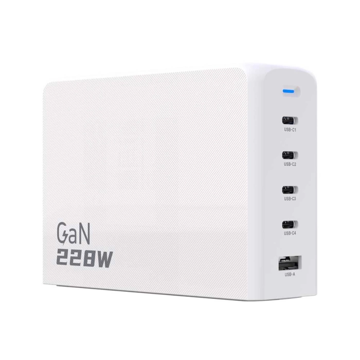 Ładowarka Dudao A228EU GaN 1x USB-A 4x USB-C PD 228W - biała