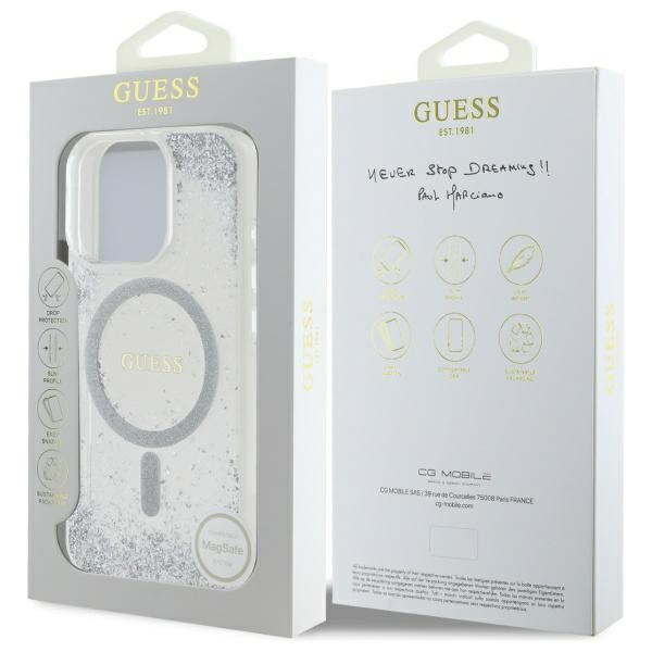 Guess GUHMP16LRGRGES iPhone 16 Pro 6.3"   srebrny/silver hardcase Resin Gradient Glitter MagSafe