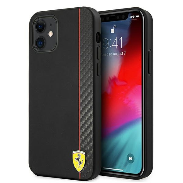 Etui FERRARI Apple iPhone 12 Mini On Track Carbon Stripe Czarny Hardcase