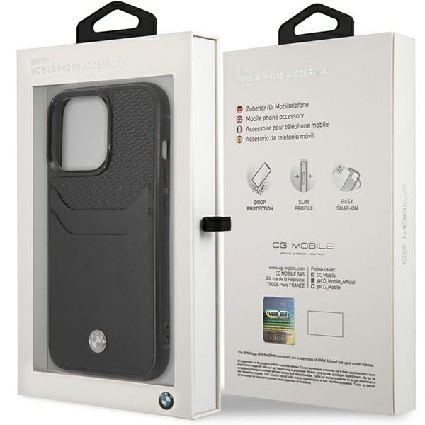 Etui BMW iPhone 14 Pro Max 6,7" czarny/black Leather Card Slot