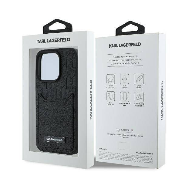 Etui Karl Lagerfeld iPhone 16 Pro 6.3" czarny/black hardcase Cardslots Monogram