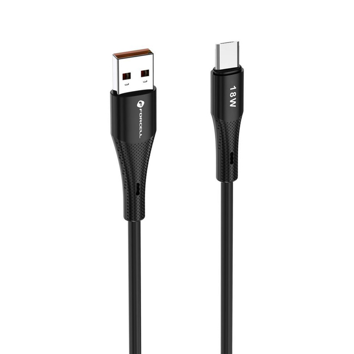 Kabel USB A do Micro USB Forcell F-Energy QC3.0 2,4A 18W Silicone 1 m C341 czarny
