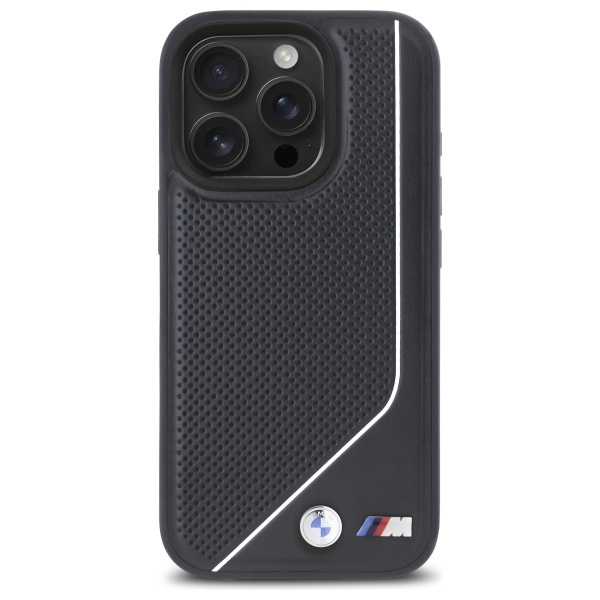 Etui BMW iPhone 16 Pro Max 6.9" czarny/black hardcase M Perforated Twisted Line MagSafe