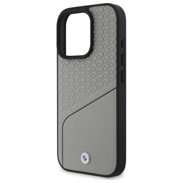 Etui BMW iPhone 16 Pro Max 6.9" szary/grey hardcase Sign Leather Textured and Line MagSafe