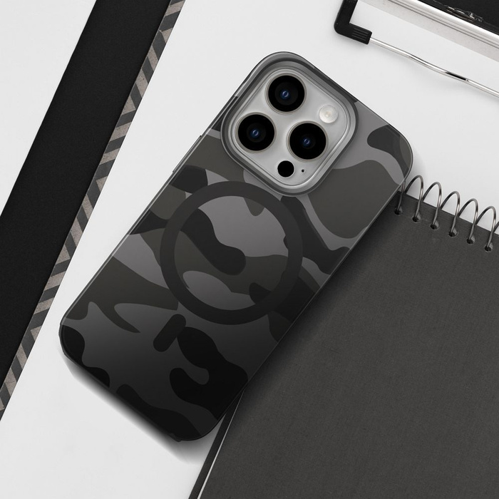 Etui na iPhone 16 PRO Forcell F-Protect Levels Dual Layer 4D technology zgodny z MagSafe Military Drop-Test black camo