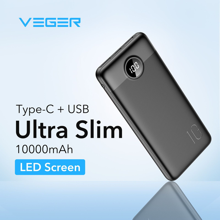 Powerbank Veger L10S (W1105PD) PD QC3.0 2A 20W 10000 mAh czarny 0INT
