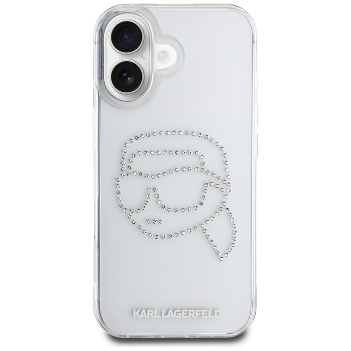 Etui Karl Lagerfeld IML Rhinestones Karl  Head do iPhone 16 przezroczysty