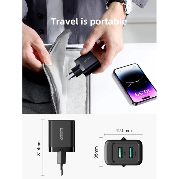 Ładowarka sieciowa Joyroom JR-TCN01 2xUSB-A  12W 2.4A - czarna