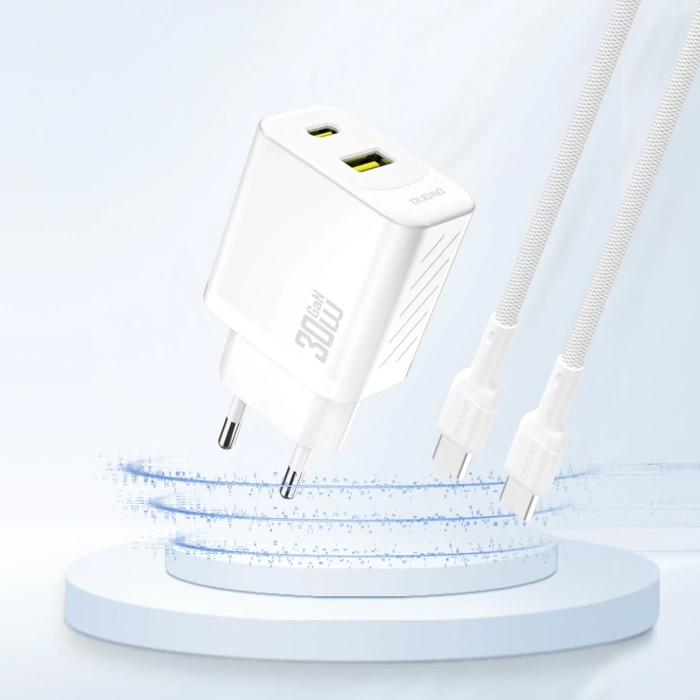 Ładowarka sieciowa Dudao A27TEU PD 30W GaN USB-A USB-C - biała