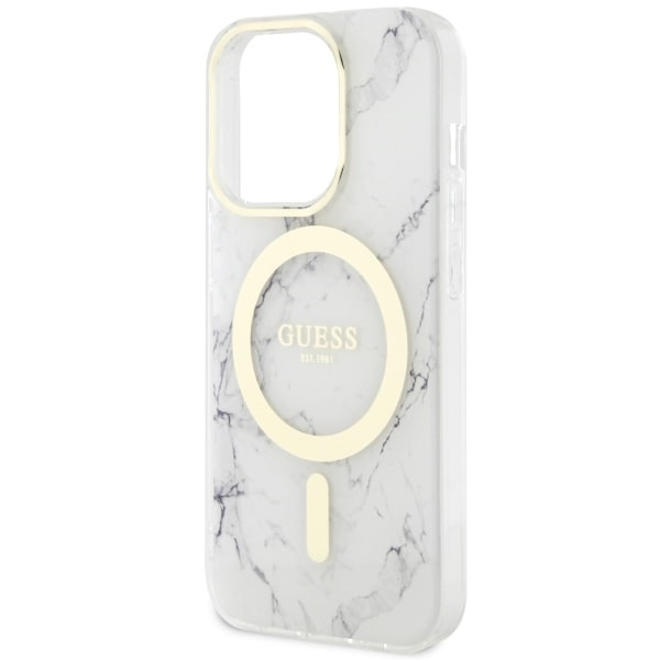 Etui Guess GUHMP14XPCUMAH iPhone 14 Pro Max 6.7" biały/white hardcase Marble MagSafe Case